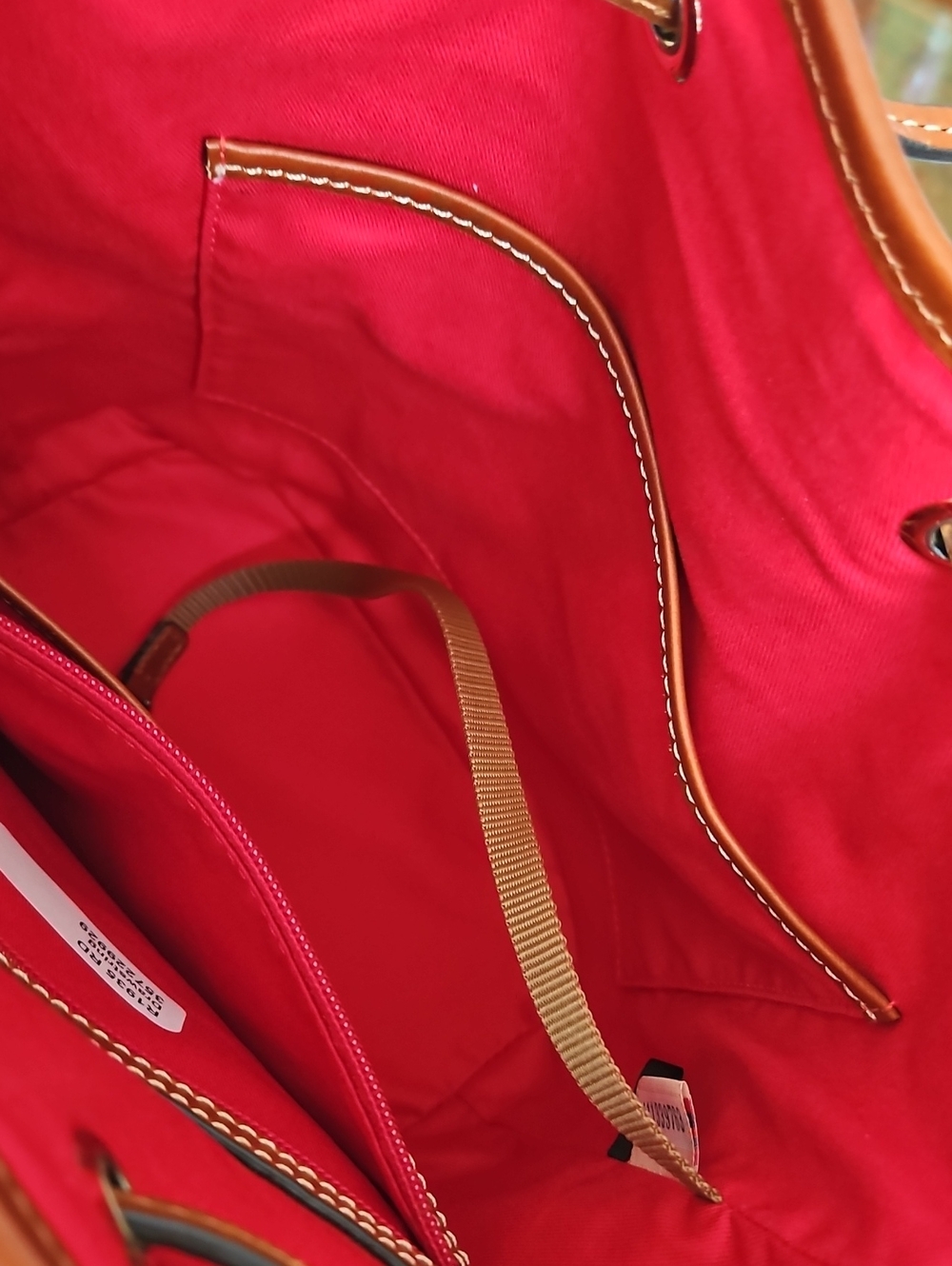 Dooney & Bourke Red Pebble Leather Drawstring Shoulder Bag - Picture 12 of 16